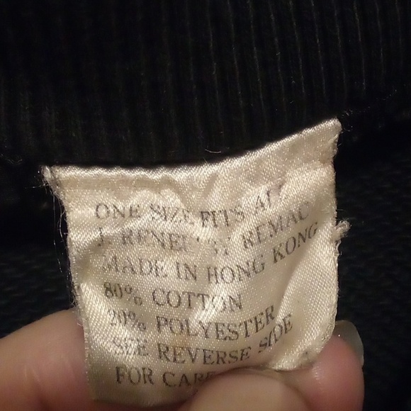 J. Renee Black Embroidery Time Theme Pull Over Sweater With Pockets - Size OS - Picture 5 of 7